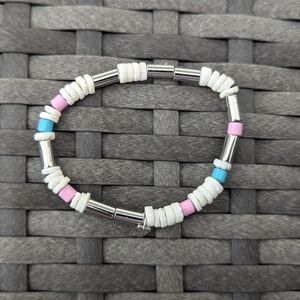 New! Pura Vida Silver Beaded Tropical Breeze Stretch Bracelet